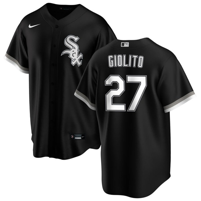 Men's Chicago White Sox #27 Lucas Giolito Black Cool Base Stitched Jersey